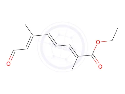 Chemical structure of 2,4,6-Octatrienoic acid, 2,6-dimethyl-8-oxo-, ethyl ester