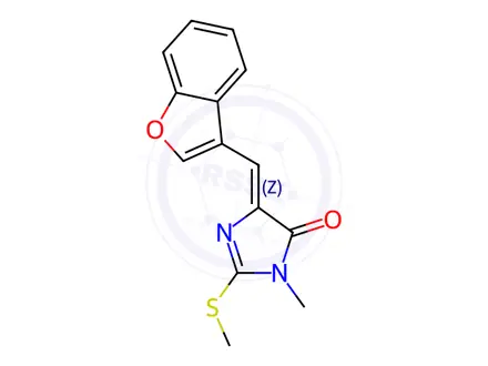 Chemical structure of 5-Benzofuran-3-ylmethylene-3-methyl-2-methylsulfanyl-3,5-dihydro-imidazol-4-one