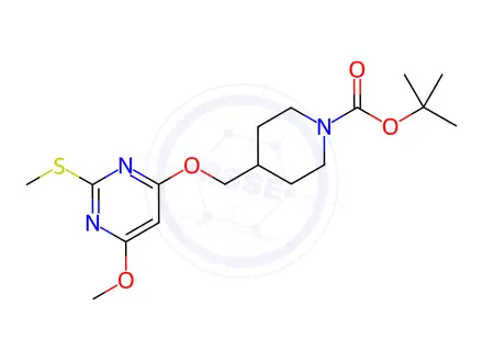 Chemical structure of 4-(6-Methoxy-2-Methylsulfanyl-pyriMidin-4-yloxyMethyl)-piperidine-1-carboxylic acid tert-butyl ester