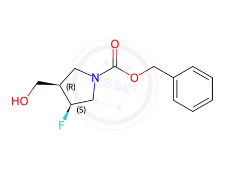 Chemical structure of benzyl cis-3-fluoro-4-(hydroxymethyl)pyrrolidine-1-carboxylate