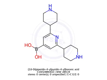 Chemical structure of (2,6-Di(piperidin-4-yl)pyridin-4-yl)boronic acid