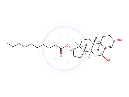 Chemical structure of (6S,8R,9S,10R,13S,14S,17S)-6-hydroxy-13-methyl-3-oxo-2,3,6,7,8,9,10,11,12,13,14,15,16,17-tetradecahydro-1H-cyclopenta[a]phenanthren-17-yl decanoate