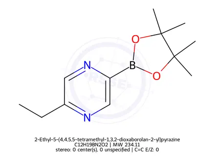 Chemical structure of 2-Ethyl-5-(4,4,5,5-tetramethyl-1,3,2-dioxaborolan-2-yl)pyrazine