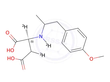 Chemical structure of N-[2-(4-Methoxyphenyl)-1-methylethyl]aspartic Acid-d3