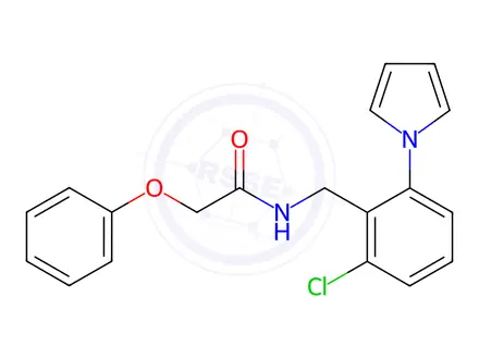 Chemical structure of N-{[2-chloro-6-(1H-pyrrol-1-yl)phenyl]methyl}-2-phenoxyacetamide
