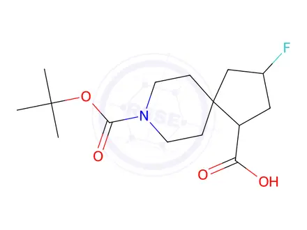Chemical structure of 8-(Tert-butoxycarbonyl)-3-fluoro-8-azaspiro[4.5]Decane-1-carboxylic acid