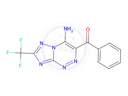 Chemical structure of (4-Amino-7-(trifluoromethyl)-[1,2,4]triazolo[5,1-c][1,2,4]triazin-3-yl)(phenyl)methanone