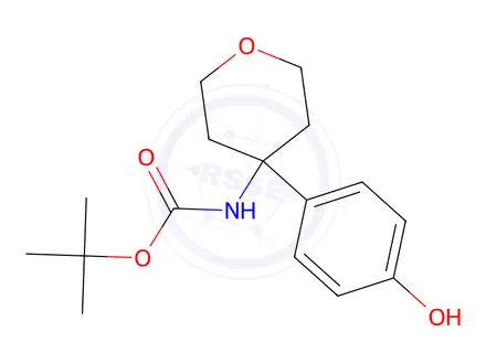 Chemical structure of Tert-butyl (4-(4-hydroxyphenyl)tetrahydro-2h-pyran-4-yl)carbamate