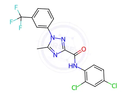 Chemical structure of N-(2,4-dichlorophenyl)-5-methyl-1-(3-(trifluoromethyl)phenyl)-1H-1,2,4-triazole-3-carboxamide