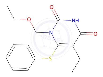 Chemical structure of 5-ethyl-1-ethoxymethyl-6-(phenylthio)uracil