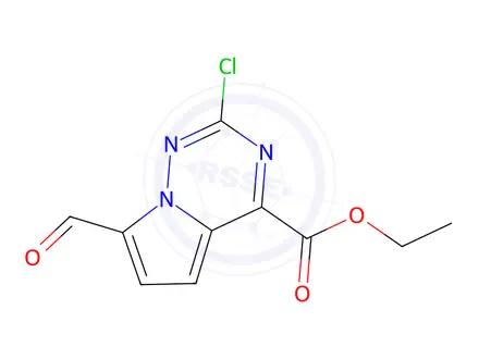 Chemical structure of Ethyl 2-chloro-7-formylpyrrolo[2,1-f][1,2,4]triazine-4-carboxylate