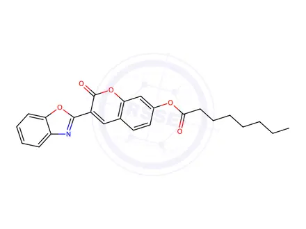 Chemical structure of 3-(Benzo[d]oxazol-2-yl)-2-oxo-2H-chromen-7-yl octanoate