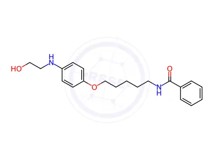 Chemical structure of Benzamide, N-(5-(p-((2-hydroxyethyl)amino)phenoxy)pentyl)-