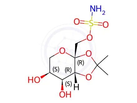 Chemical structure of ((3aR,6S,7S,7aR)-6,7-Dihydroxy-2,2-dimethyltetrahydro-3aH-[1,3]dioxolo[4,5-b]pyran-3a-yl)methyl Sulfamate