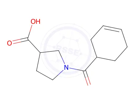 Chemical structure of 1-(cyclohex-3-ene-1-carbonyl)pyrrolidine-3-carboxylic acid