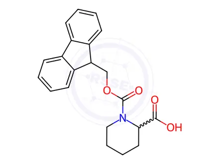 Chemical structure of Fmoc-(RS)-piperidine-2-carboxylic acid