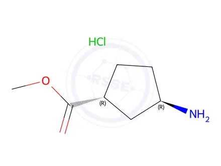 Chemical structure of (1R,3R)-Methyl 3-aminocyclopentanecarboxylate hydrochloride