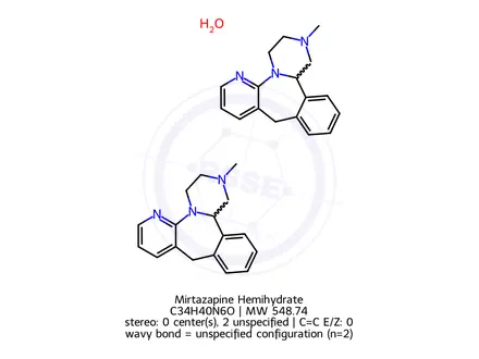 Chemical structure of Mirtazapine Hemihydrate