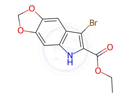 Chemical structure of Ethyl 7-bromo-5H-[1,3]dioxolo[4,5-f]indole-6-carboxylate