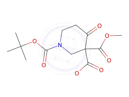 Chemical structure of 1-Tert-Butyl 3,3-Dimethyl 4-Oxopiperidine-1,3,3-Tricarboxylate