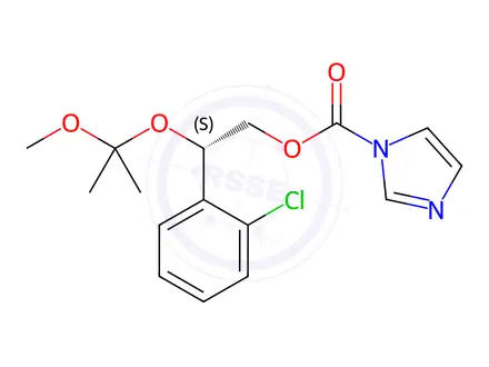 Chemical structure of (2S)-2-(2-Chlorophenyl)-2-(1-methoxy-1-methylethoxy)Ethyl Ester 1H-Imidazole-1-carboxylic Acid