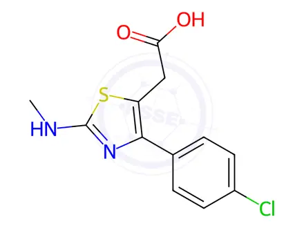 Chemical structure of [4-(4-Chloro-phenyl)-2-methylamino-thiazol-5-yl]-acetic acid
