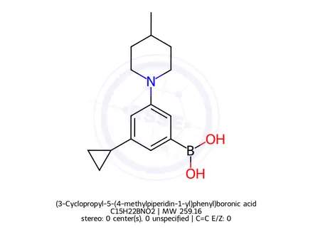 Chemical structure of (3-Cyclopropyl-5-(4-methylpiperidin-1-yl)phenyl)boronic acid