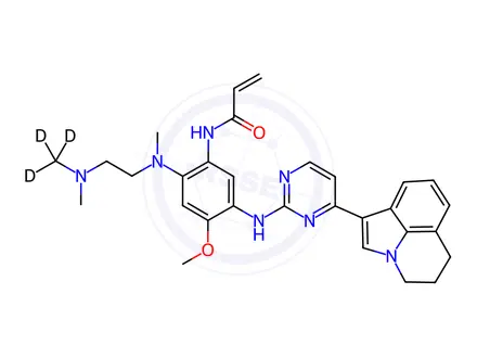 Chemical structure of N-(5-((4-(5,6-Dihydro-4H-pyrrolo[3,2,1-ij]quinolin-1-yl)pyrimidin-2-yl)amino)-4-methoxy-2-(methyl(2-(methyl(methyl-d3)amino)ethyl)amino)phenyl)acrylamide