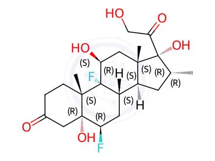 Chemical structure of (5R,6R,8S,9R,10S,11S,13S,14S,16R,17R)-6,9-difluoro-5,11,17-trihydroxy-17-(2-hydroxyacetyl)-10,13,16-trimethylhexadecahydro-3H-cyclopenta[a]phenanthren-3-one
