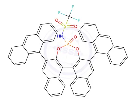 Chemical structure of (S)-3,3'-Bis(9-anthracenyl)-1,1'-binaphthyl-2,2'-diyl-N-triflyl phosphoramide