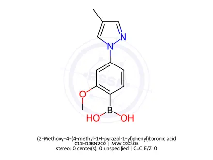 Chemical structure of (2-Methoxy-4-(4-methyl-1H-pyrazol-1-yl)phenyl)boronic acid