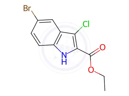 Chemical structure of Ethyl 5-bromo-3-chloro-1H-indole-2-carboxylate