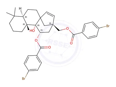 Chemical structure of 7,17-bis(4-bromobenzoyloxy)-9-hydroxybeyerene
