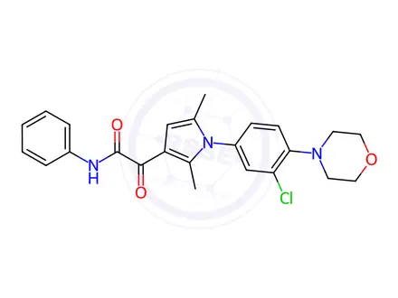 Chemical structure of 2-[1-(3-chloro-4-morpholinophenyl)-2,5-dimethyl-1H-pyrrol-3-yl]-2-oxo-N-phenylacetamide