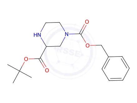 Chemical structure of 1-Benzyl 3-(tert-butyl) piperazine-1,3-dicarboxylate