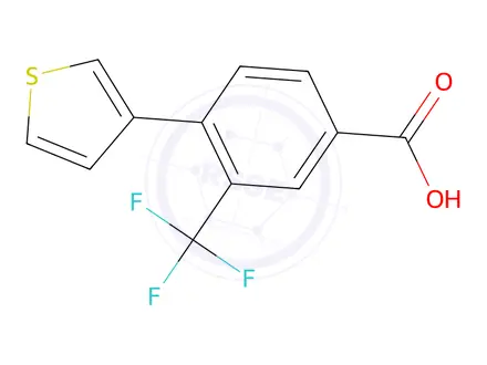 Chemical structure of 4-(Thiophen-3-yl)-3-(trifluoromethyl)benzoic acid