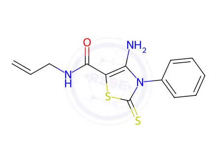 Chemical structure of N-Allyl-4-amino-3-phenyl-2-thioxo-2,3-dihydrothiazole-5-carboxamide