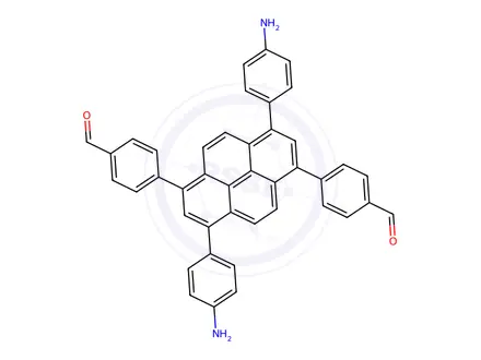 Chemical structure of 4,4'-(3,8-bis(4-aminophenyl)pyrene-1,6-diyl)dibenzaldehyde