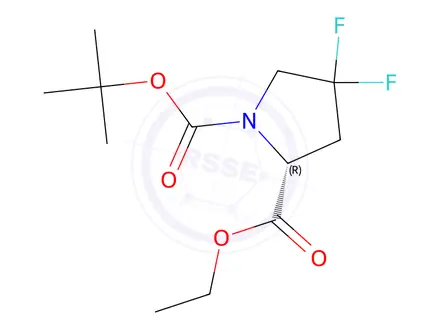 Chemical structure of Ethyl (R)-1-Boc-4,4-difluoropyrrolidine-2-carboxylate