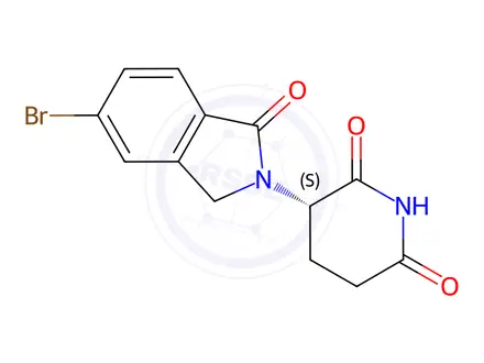Chemical structure of (3S)-3-(5-bromo-1-oxo-isoindolin-2-yl)piperidine-2,6-dione