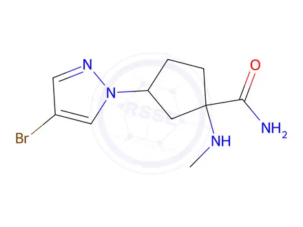 Chemical structure of 3-(4-Bromo-1h-pyrazol-1-yl)-1-(methylamino)cyclopentane-1-carboxamide