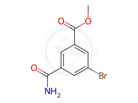 Chemical structure of Benzoic acid, 3-(aminocarbonyl)-5-bromo-, methyl ester