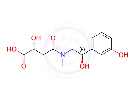 Chemical structure of 2(R,S)-Hydroxy-4[[(2R)-2-hydroxy-2-(3-hydroxyphenyl)ethyl]methylamino]-4-oxo-butanoic Acid