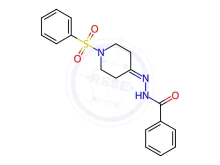 Chemical structure of N'-(1-(phenylsulfonyl)piperidin-4-ylidene)benzohydrazide