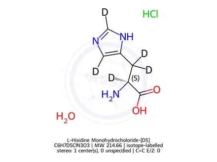 Chemical structure of L-Hisidine Monohydrocholoride-[D5]