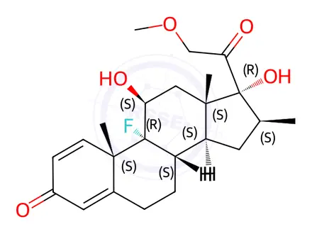 Chemical structure of (8S,9R,10S,11S,13S,14S,16S,17R)-9-fluoro-11,17-dihydroxy-17-(2-methoxyacetyl)-10,13,16-trimethyl-6,7,8,9,10,11,12,13,14,15,16,17-dodecahydro-3H-cyclopenta[a]phenanthren-3-one