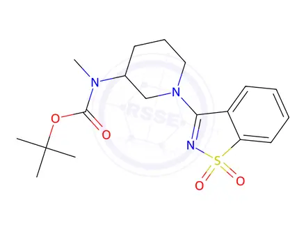 Chemical structure of tert-Butyl (1-(1,1-dioxidobenzo[d]isothiazol-3-yl)piperidin-3-yl)(Methyl)carbaMate