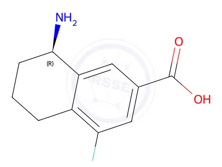 Chemical structure of (R)-8-Amino-4-fluoro-5,6,7,8-tetrahydronaphthalene-2-carboxylic acid