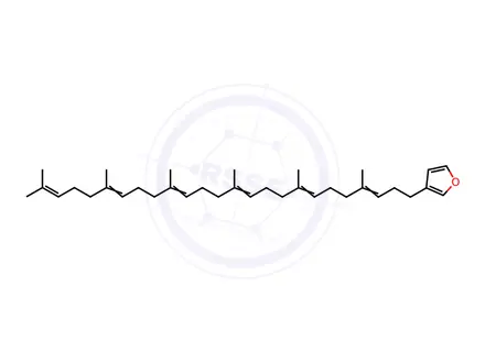 Chemical structure of 3-[(3E,7E,11E,15E,19E)-4,8,12,16,20,24-Hexamethyl-3,7,11,15,19,23-pentacosahexenyl]furan