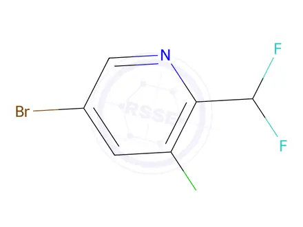 Chemical structure of 5-Bromo-3-chloro-2-(difluoromethyl)pyridine